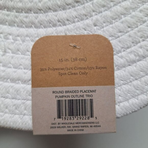 Pumpkin Fall Round Braided Placemat Autumn Table Setting 15 Inch Create - Picture 3 of 5